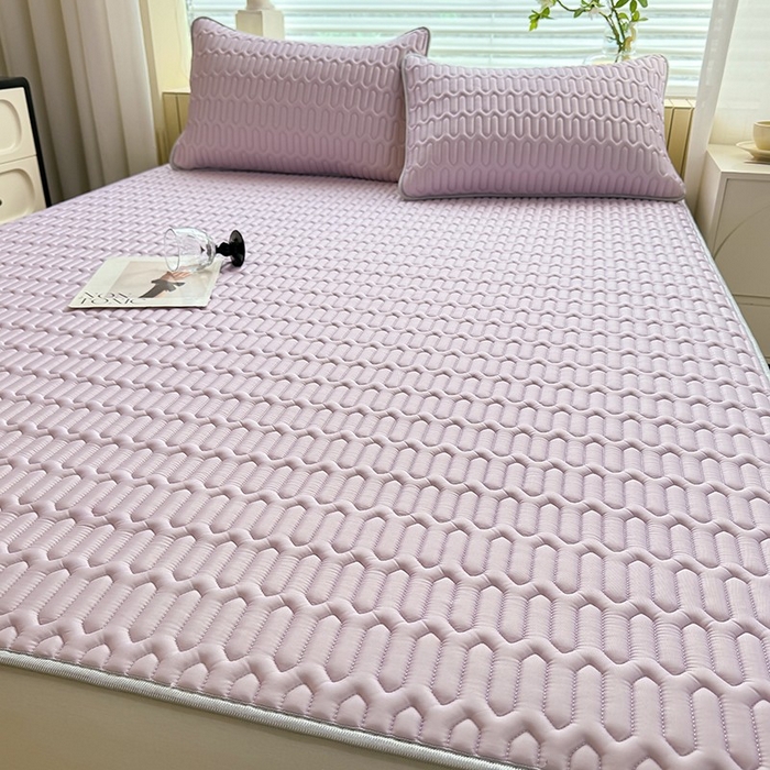 91家纺网 家纺一手货源 找家纺 518家纺 2026新款凉感冰丝裸睡乳胶凉席系列平铺款凉席席子 香芋紫