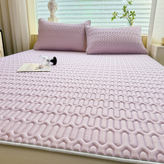 91家纺网 家纺一手货源 找家纺 518家纺 2026新款凉感冰丝裸睡乳胶凉席系列平铺款凉席席子 香芋紫