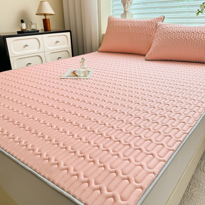 91家纺网 家纺一手货源 找家纺 518家纺 2026新款凉感冰丝裸睡乳胶凉席系列平铺款凉席席子 简爱粉