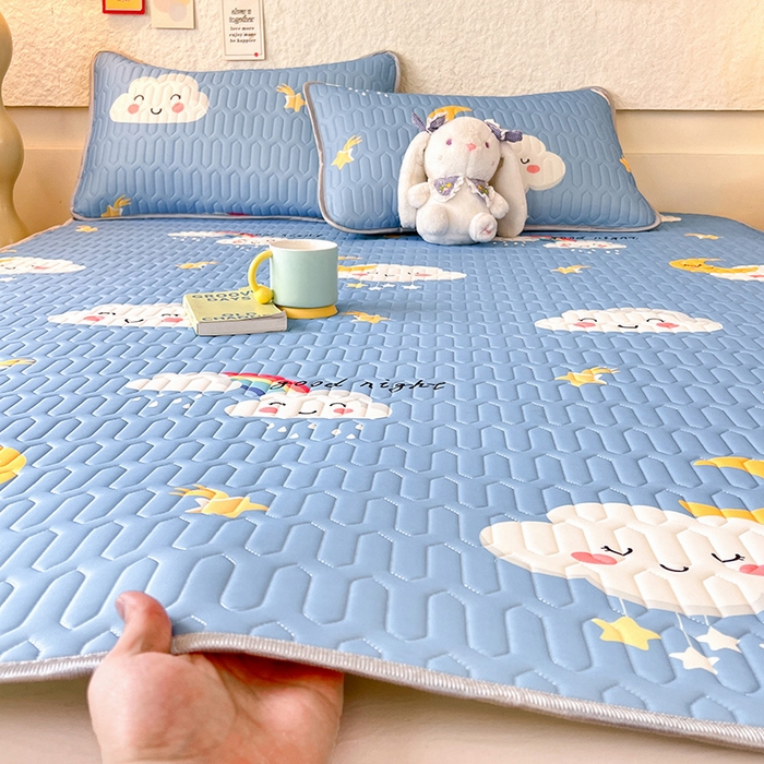 518家纺 2026新款凉感冰丝裸睡乳胶凉席系列平铺款凉席席子 可爱云朵