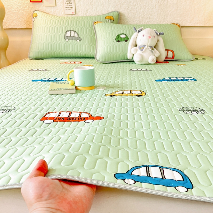 518家纺 2026新款凉感冰丝裸睡乳胶凉席系列平铺款凉席席子 小汽车