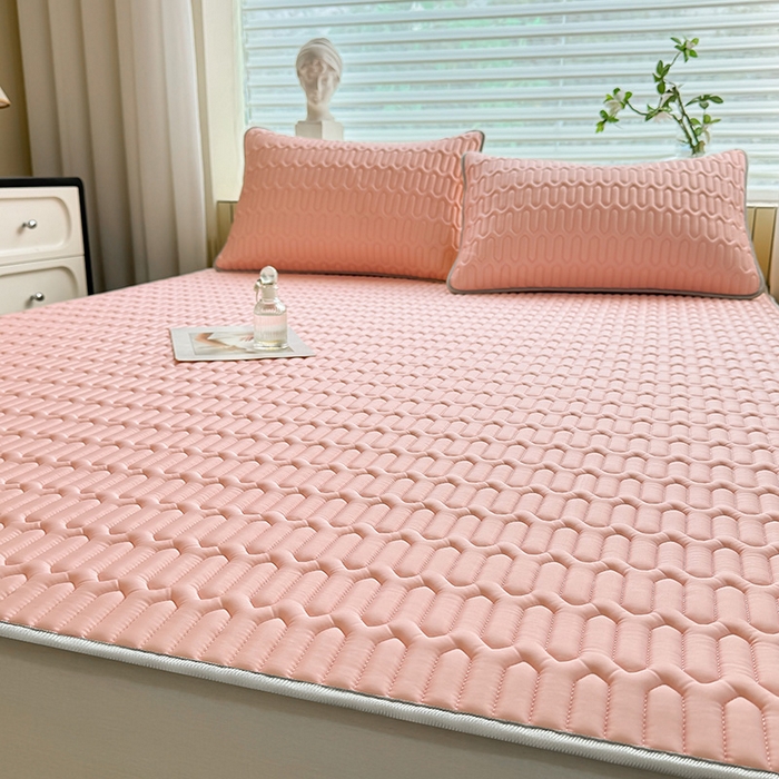 91家纺网 家纺一手货源 找家纺 518家纺 2026新款凉感冰丝裸睡乳胶凉席系列平铺款凉席席子 简爱粉