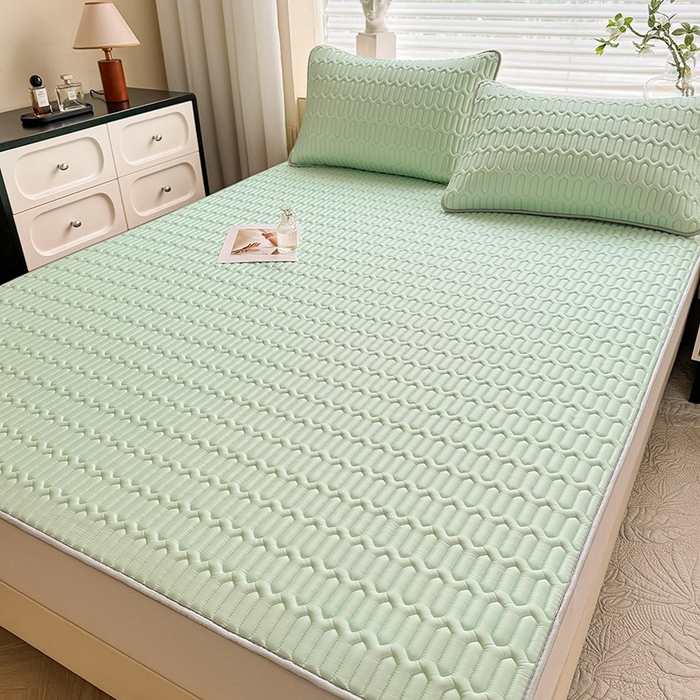 91家纺网 家纺一手货源 找家纺 518家纺 2026新款凉感冰丝裸睡乳胶凉席系列平铺款凉席席子 青丝绿