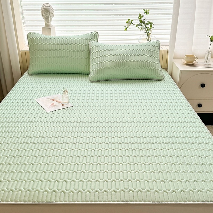 91家纺网 家纺一手货源 找家纺 518家纺 2026新款凉感冰丝裸睡乳胶凉席系列平铺款凉席席子 青丝绿