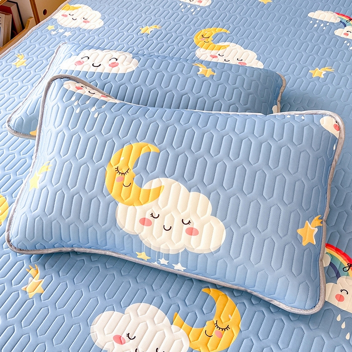 91家纺网 家纺一手货源 找家纺 518家纺 2026新款凉感冰丝裸睡乳胶凉席系列平铺款凉席席子 可爱云朵