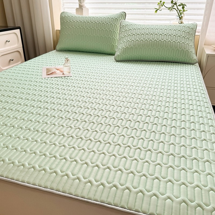 91家纺网 家纺一手货源 找家纺 518家纺 2026新款凉感冰丝裸睡乳胶凉席系列平铺款凉席席子 青丝绿