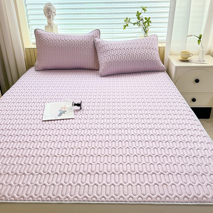 91家纺网 家纺一手货源 找家纺 518家纺 2026新款凉感冰丝裸睡乳胶凉席系列平铺款凉席席子 香芋紫