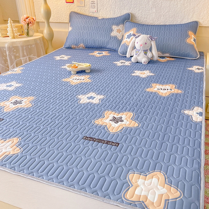 91家纺网 家纺一手货源 找家纺 518家纺 2026新款凉感冰丝裸睡乳胶凉席系列平铺款凉席席子 星星假日