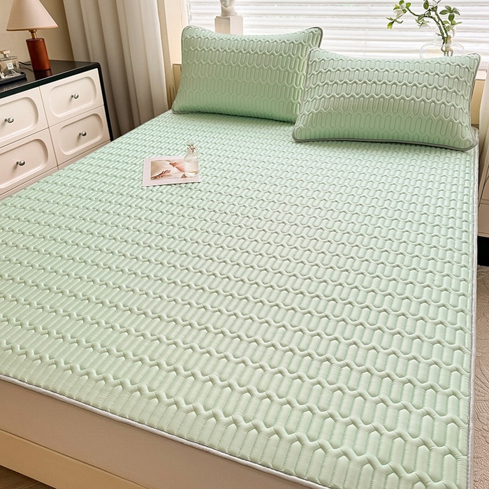 91家纺网 家纺一手货源 找家纺 518家纺 2026新款凉感冰丝裸睡乳胶凉席系列平铺款凉席席子 青丝绿