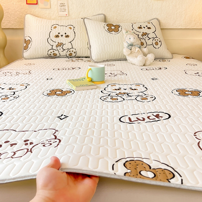 518家纺 2026新款凉感冰丝裸睡乳胶凉席系列平铺款凉席席子 ck熊