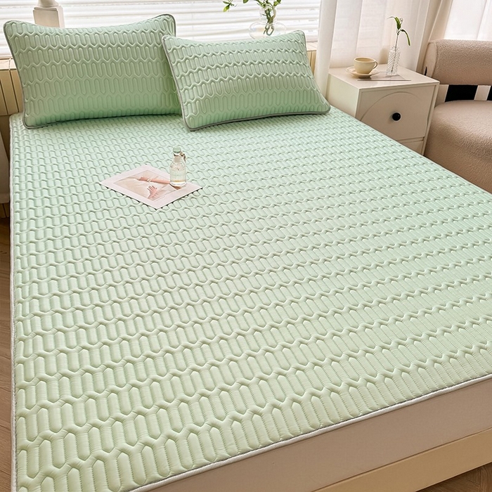 91家纺网 家纺一手货源 找家纺 518家纺 2026新款凉感冰丝裸睡乳胶凉席系列平铺款凉席席子 青丝绿