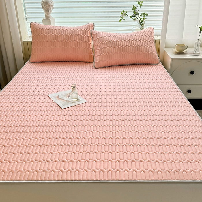 91家纺网 家纺一手货源 找家纺 518家纺 2026新款凉感冰丝裸睡乳胶凉席系列平铺款凉席席子 简爱粉