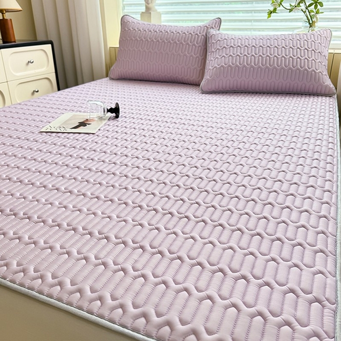 91家纺网 家纺一手货源 找家纺 518家纺 2026新款凉感冰丝裸睡乳胶凉席系列平铺款凉席席子 香芋紫