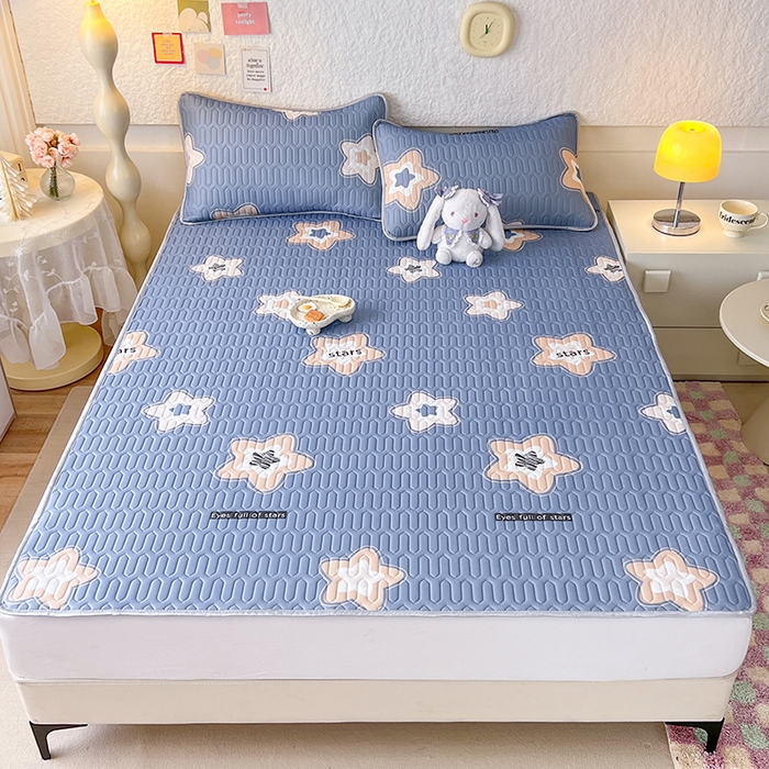 91家纺网 家纺一手货源 找家纺 518家纺 2026新款凉感冰丝裸睡乳胶凉席系列平铺款凉席席子 星星假日