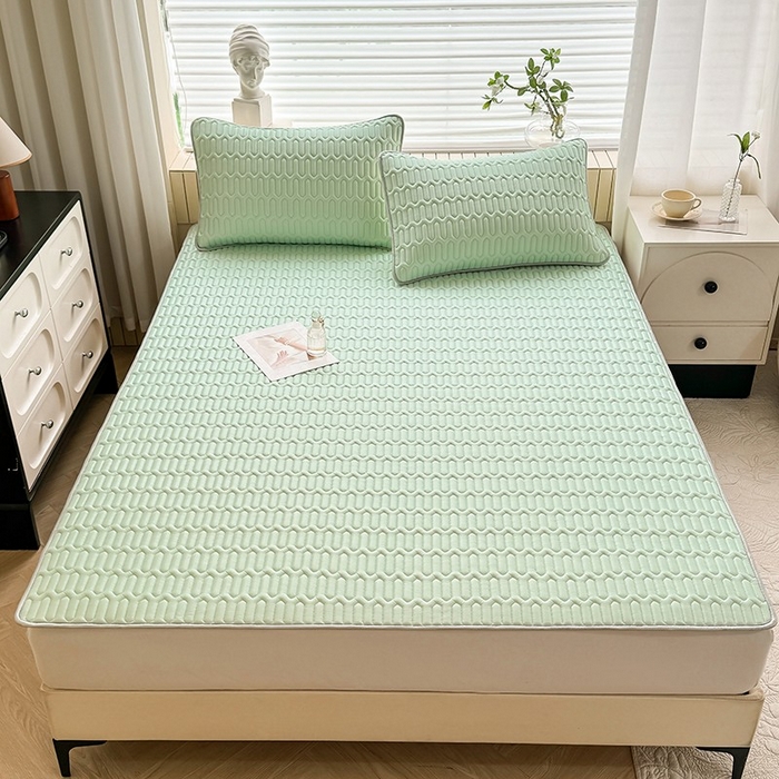 91家纺网 家纺一手货源 找家纺 518家纺 2026新款凉感冰丝裸睡乳胶凉席系列平铺款凉席席子 青丝绿