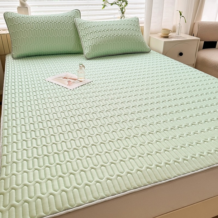 91家纺网 家纺一手货源 找家纺 518家纺 2026新款凉感冰丝裸睡乳胶凉席系列平铺款凉席席子 青丝绿