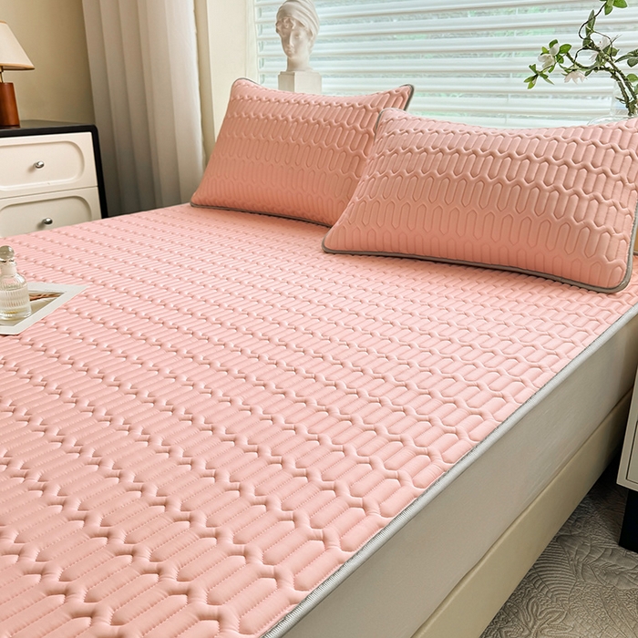 91家纺网 家纺一手货源 找家纺 518家纺 2026新款凉感冰丝裸睡乳胶凉席系列平铺款凉席席子 简爱粉