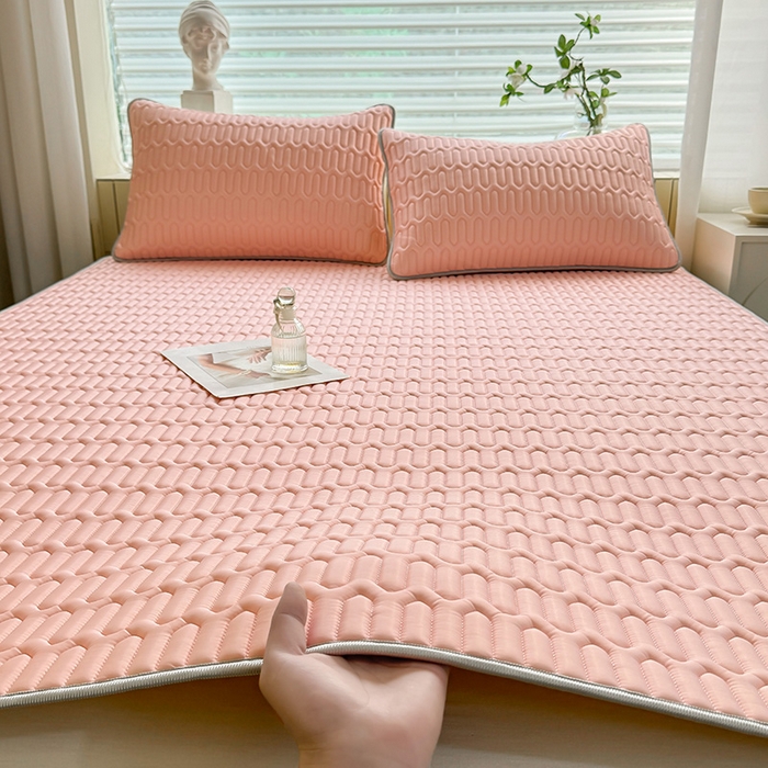 518家纺 2026新款凉感冰丝裸睡乳胶凉席系列平铺款凉席席子 简爱粉