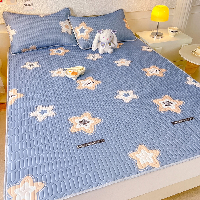 91家纺网 家纺一手货源 找家纺 518家纺 2026新款凉感冰丝裸睡乳胶凉席系列平铺款凉席席子 星星假日