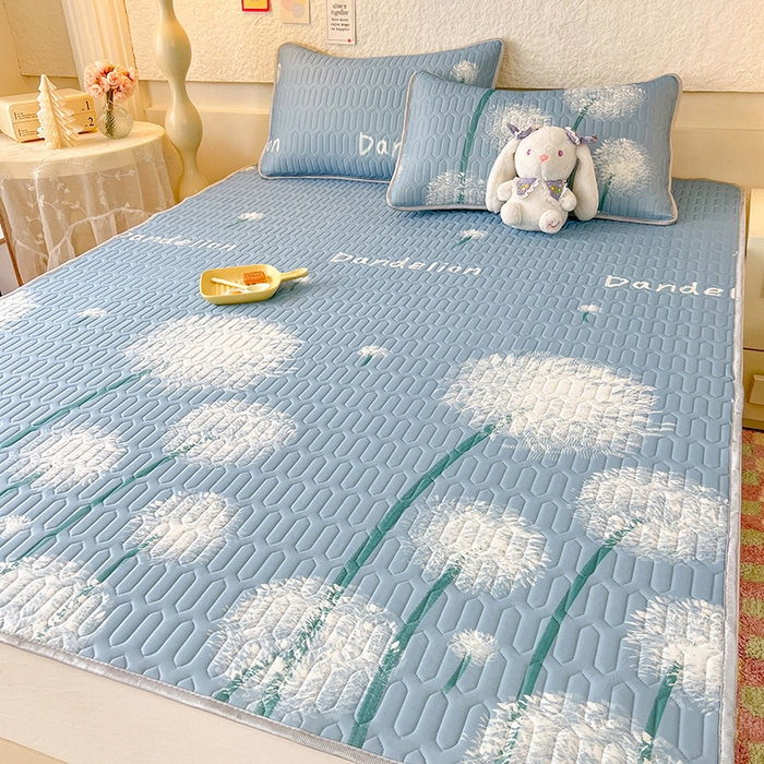 91家纺网 家纺一手货源 找家纺 518家纺 2026新款凉感冰丝裸睡乳胶凉席系列平铺款凉席席子 飞舞