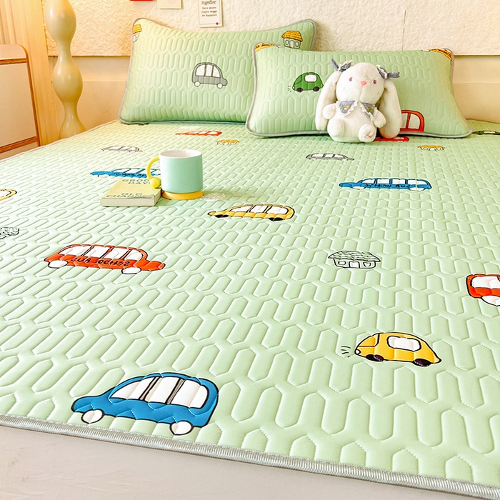 91家纺网 家纺一手货源 找家纺 518家纺 2026新款凉感冰丝裸睡乳胶凉席系列平铺款凉席席子 小汽车