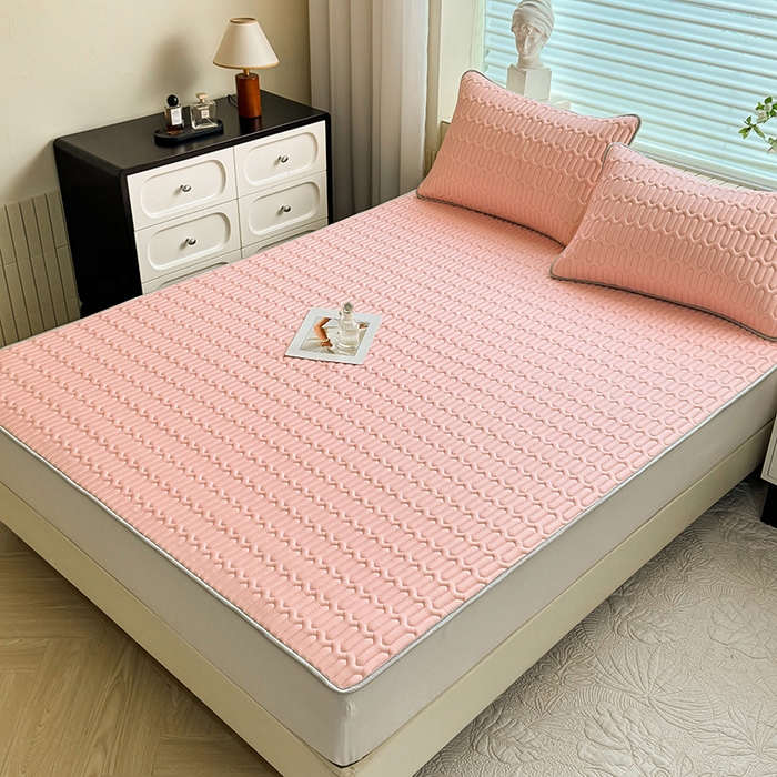 91家纺网 家纺一手货源 找家纺 518家纺 2026新款凉感冰丝裸睡乳胶凉席系列平铺款凉席席子 简爱粉