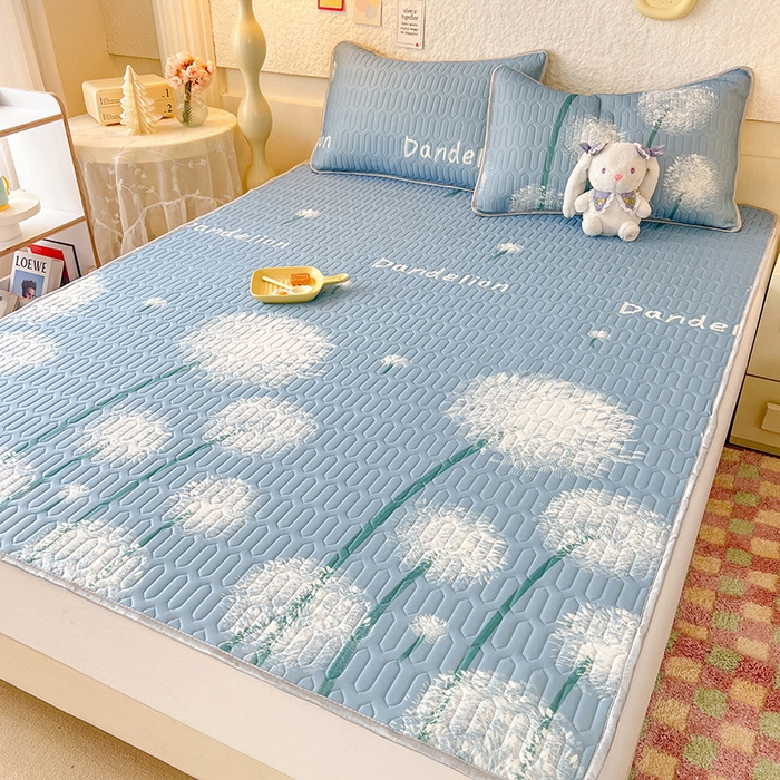 91家纺网 家纺一手货源 找家纺 518家纺 2026新款凉感冰丝裸睡乳胶凉席系列平铺款凉席席子 飞舞