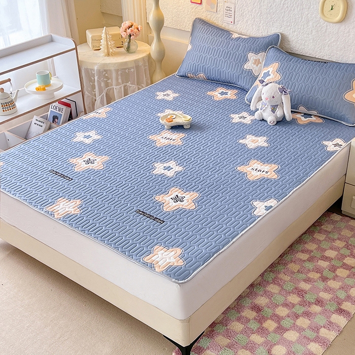 91家纺网 家纺一手货源 找家纺 518家纺 2026新款凉感冰丝裸睡乳胶凉席系列平铺款凉席席子 星星假日