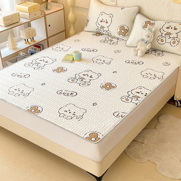 91家纺网 家纺一手货源 找家纺 518家纺 2026新款凉感冰丝裸睡乳胶凉席系列平铺款凉席席子 ck熊