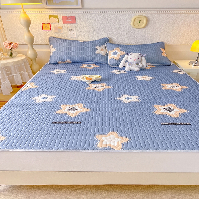 91家纺网 家纺一手货源 找家纺 518家纺 2026新款凉感冰丝裸睡乳胶凉席系列平铺款凉席席子 星星假日