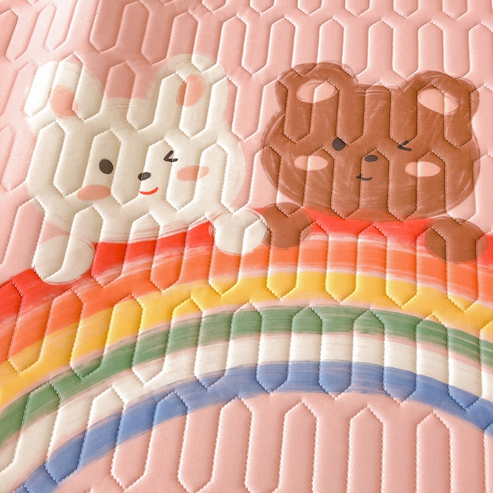 91家纺网 家纺一手货源 找家纺 518家纺 2026新款凉感冰丝裸睡乳胶凉席系列平铺款凉席席子 彩虹兔