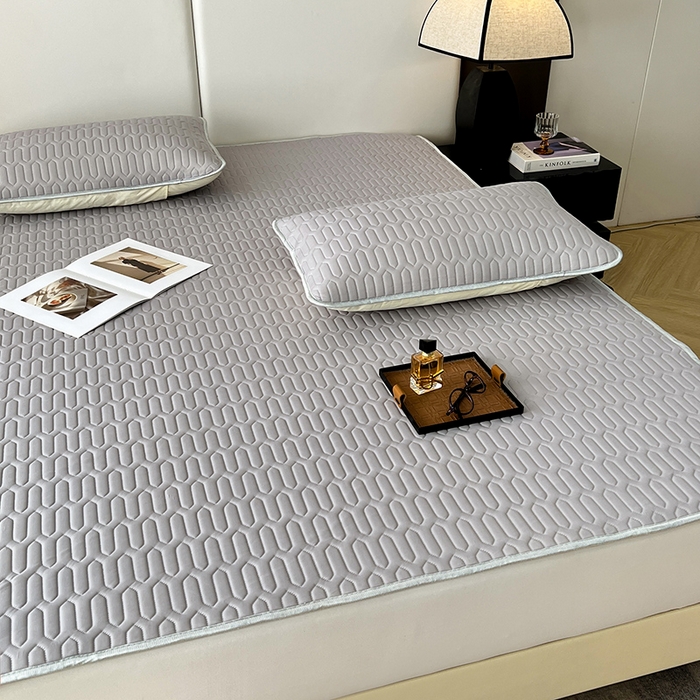 91家纺网 家纺一手货源 找家纺 518家纺 2026新款凉感冰丝裸睡乳胶凉席系列平铺款凉席席子 伯爵灰