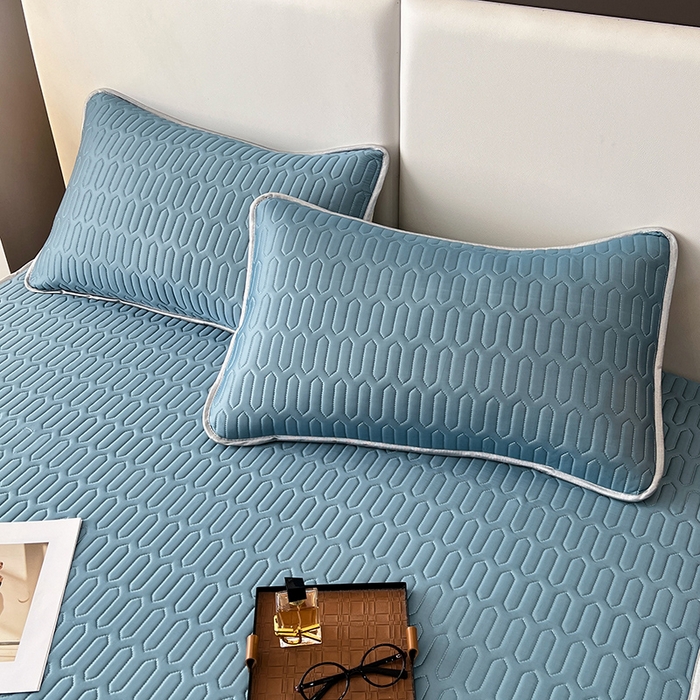 91家纺网 家纺一手货源 找家纺 518家纺 2026新款凉感冰丝裸睡乳胶凉席系列平铺款凉席席子 典雅蓝