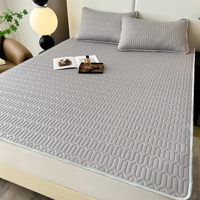 91家纺网 家纺一手货源 找家纺 518家纺 2026新款凉感冰丝裸睡乳胶凉席系列平铺款凉席席子 伯爵灰