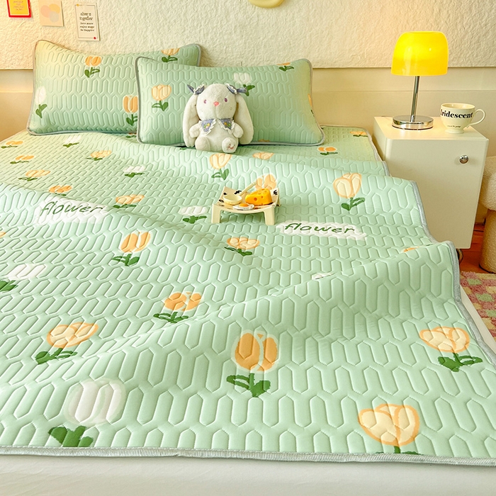 91家纺网 家纺一手货源 找家纺 518家纺 2026新款凉感冰丝裸睡乳胶凉席系列平铺款凉席席子 郁金香