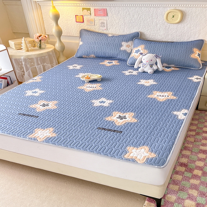 91家纺网 家纺一手货源 找家纺 518家纺 2026新款凉感冰丝裸睡乳胶凉席系列平铺款凉席席子 星星假日