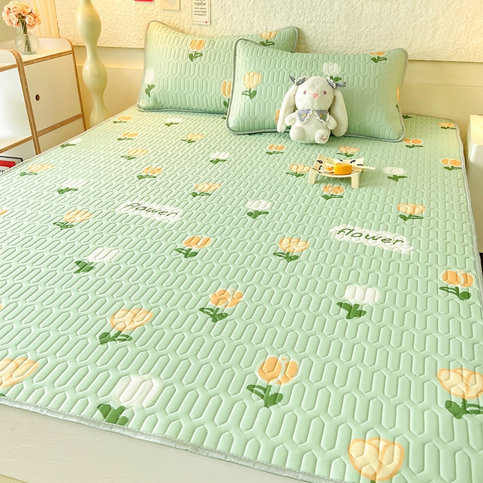 91家纺网 家纺一手货源 找家纺 518家纺 2026新款凉感冰丝裸睡乳胶凉席系列平铺款凉席席子 郁金香