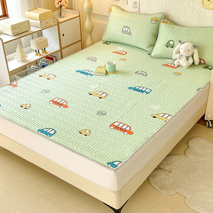 91家纺网 家纺一手货源 找家纺 518家纺 2026新款凉感冰丝裸睡乳胶凉席系列平铺款凉席席子 小汽车