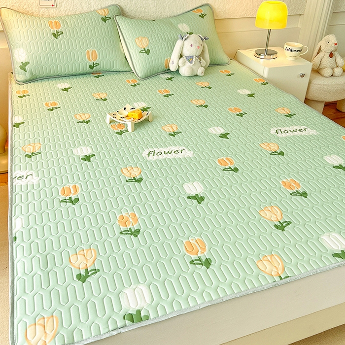 91家纺网 家纺一手货源 找家纺 518家纺 2026新款凉感冰丝裸睡乳胶凉席系列平铺款凉席席子 郁金香