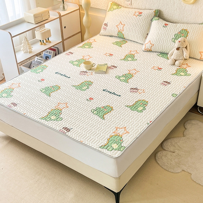 91家纺网 家纺一手货源 找家纺 518家纺 2026新款凉感冰丝裸睡乳胶凉席系列平铺款凉席席子 小恐龙