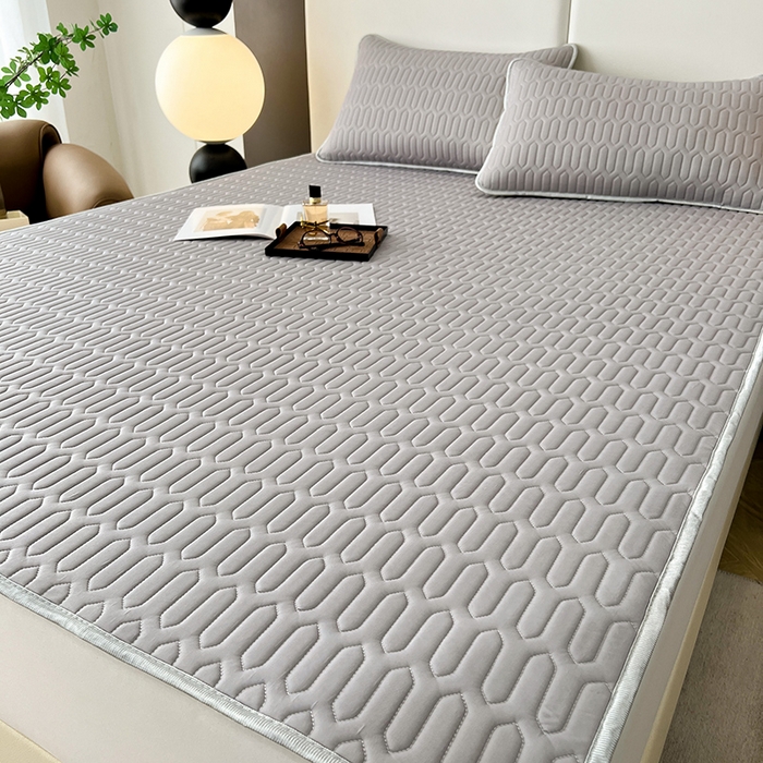 91家纺网 家纺一手货源 找家纺 518家纺 2026新款凉感冰丝裸睡乳胶凉席系列平铺款凉席席子 伯爵灰