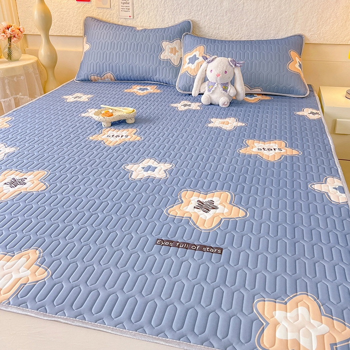 91家纺网 家纺一手货源 找家纺 518家纺 2026新款凉感冰丝裸睡乳胶凉席系列平铺款凉席席子 星星假日