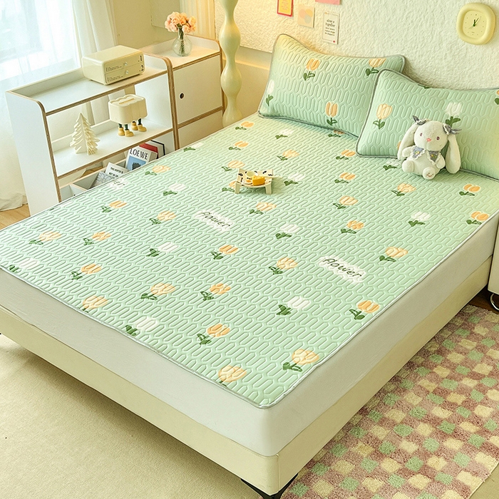 91家纺网 家纺一手货源 找家纺 518家纺 2026新款凉感冰丝裸睡乳胶凉席系列平铺款凉席席子 郁金香