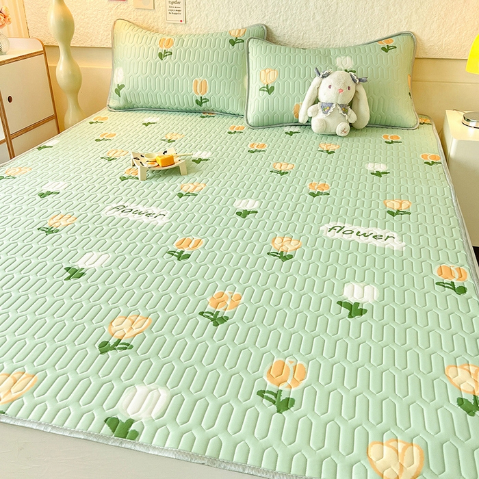 91家纺网 家纺一手货源 找家纺 518家纺 2026新款凉感冰丝裸睡乳胶凉席系列平铺款凉席席子 郁金香