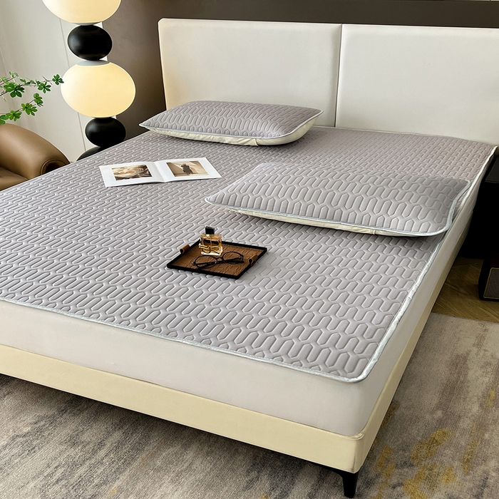 91家纺网 家纺一手货源 找家纺 518家纺 2026新款凉感冰丝裸睡乳胶凉席系列平铺款凉席席子 伯爵灰