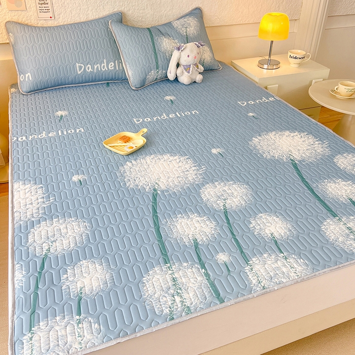 91家纺网 家纺一手货源 找家纺 518家纺 2026新款凉感冰丝裸睡乳胶凉席系列平铺款凉席席子 飞舞