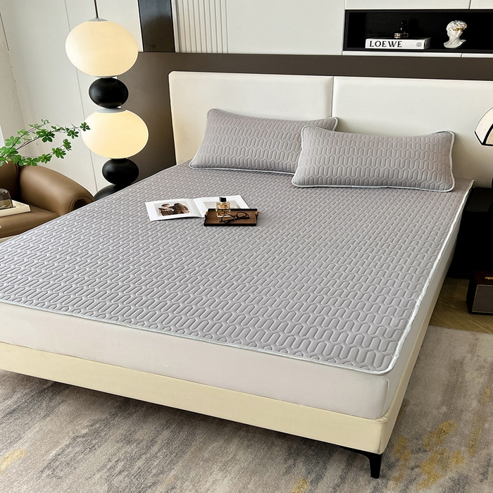 91家纺网 家纺一手货源 找家纺 518家纺 2026新款凉感冰丝裸睡乳胶凉席系列平铺款凉席席子 伯爵灰