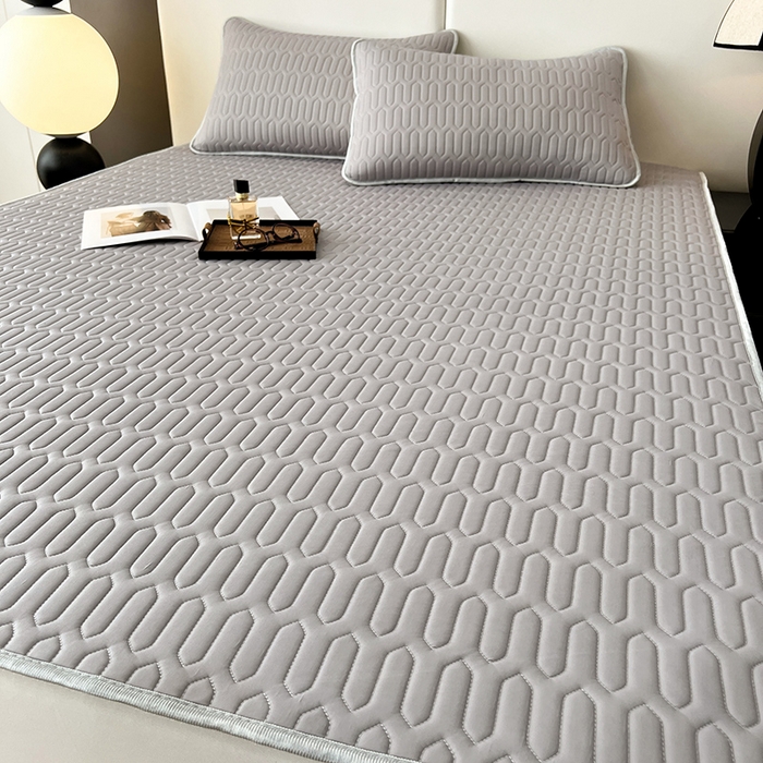 91家纺网 家纺一手货源 找家纺 518家纺 2026新款凉感冰丝裸睡乳胶凉席系列平铺款凉席席子 伯爵灰