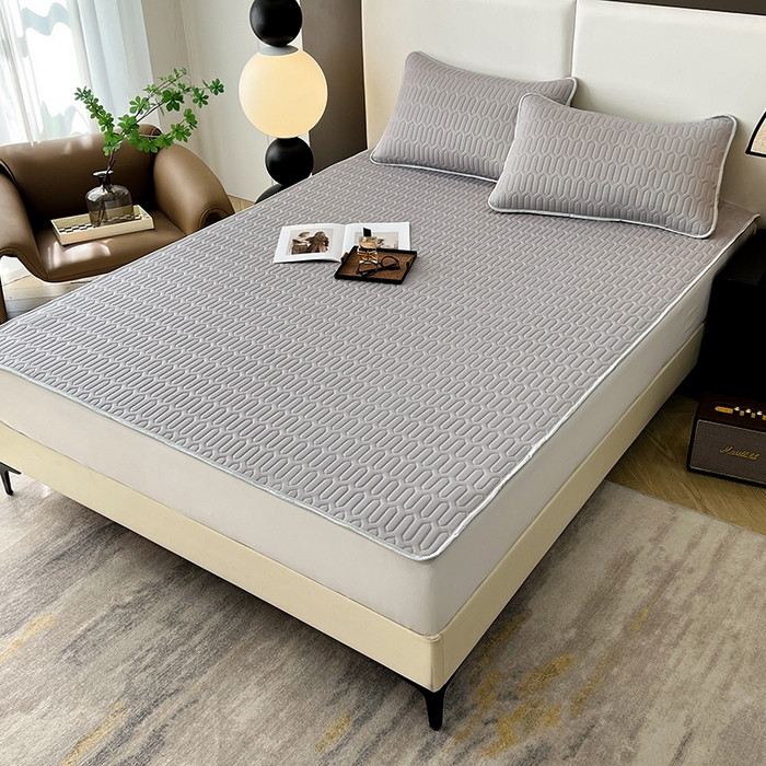 91家纺网 家纺一手货源 找家纺 518家纺 2026新款凉感冰丝裸睡乳胶凉席系列平铺款凉席席子 伯爵灰