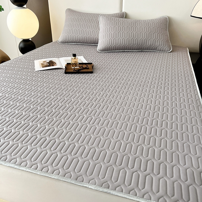 91家纺网 家纺一手货源 找家纺 518家纺 2026新款凉感冰丝裸睡乳胶凉席系列平铺款凉席席子 伯爵灰